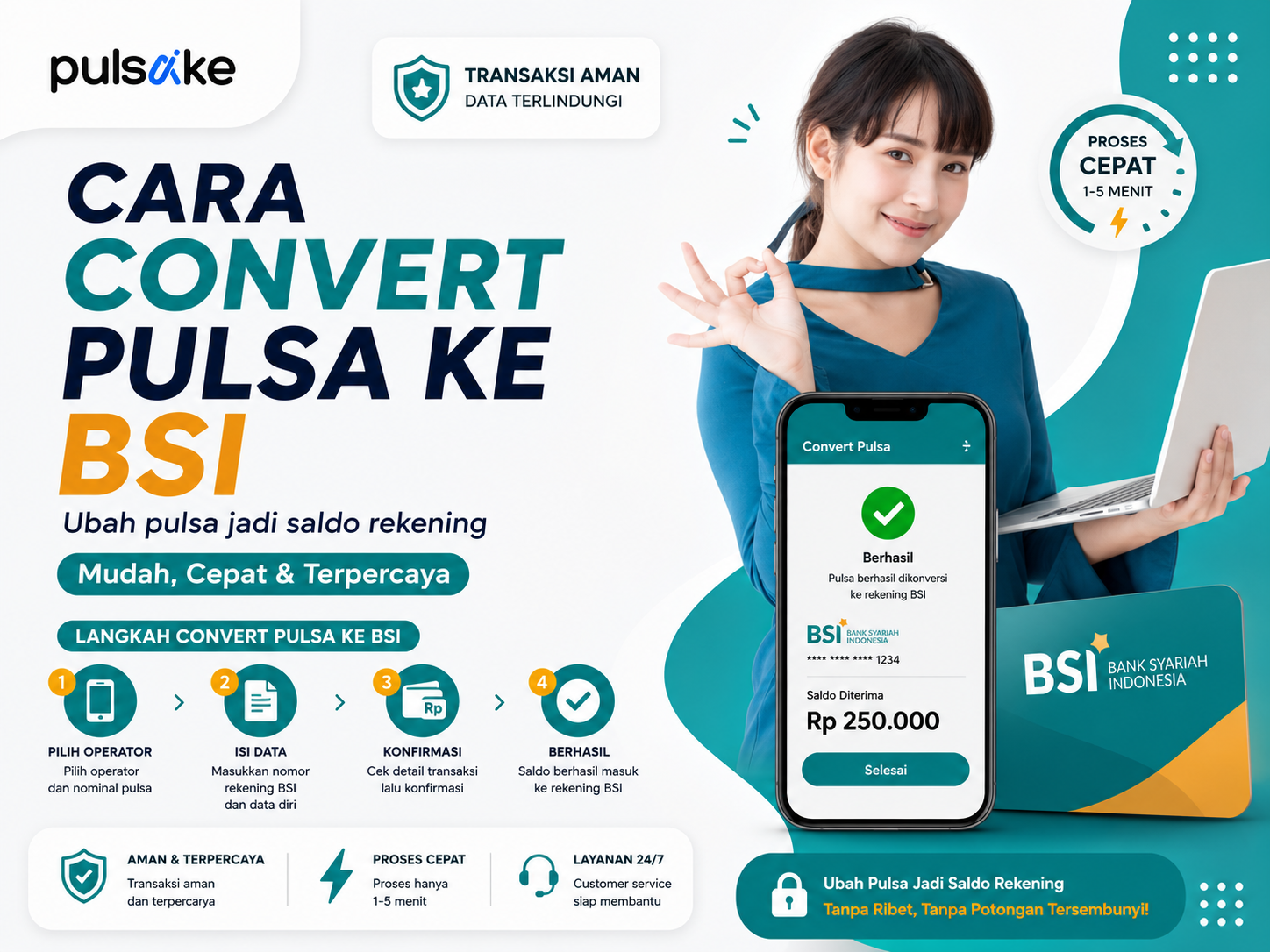 Cara Convert Pulsa ke BSI Via Pulsake Dengan Aman