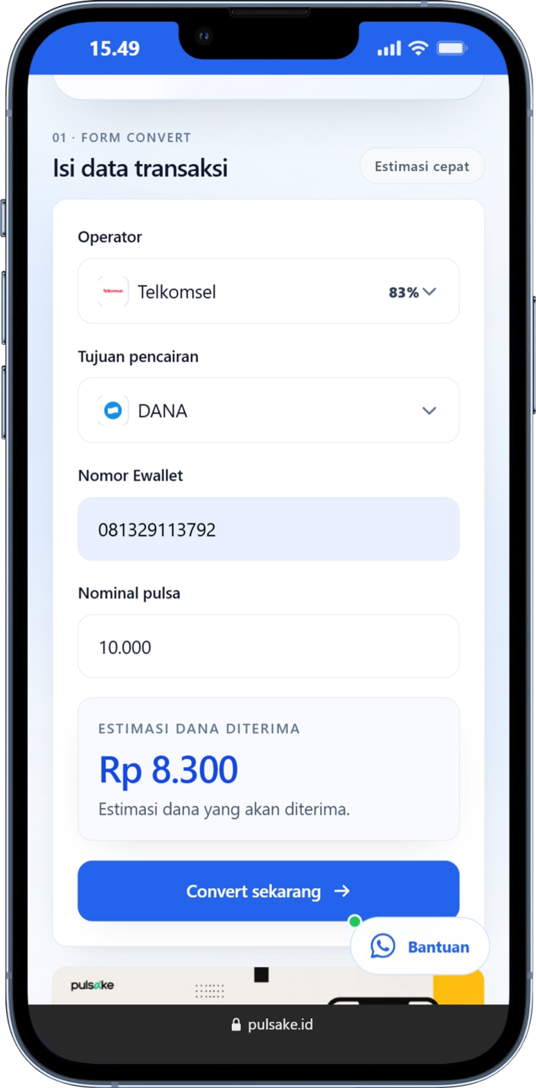 Langkah 2 - Isi Form Convert