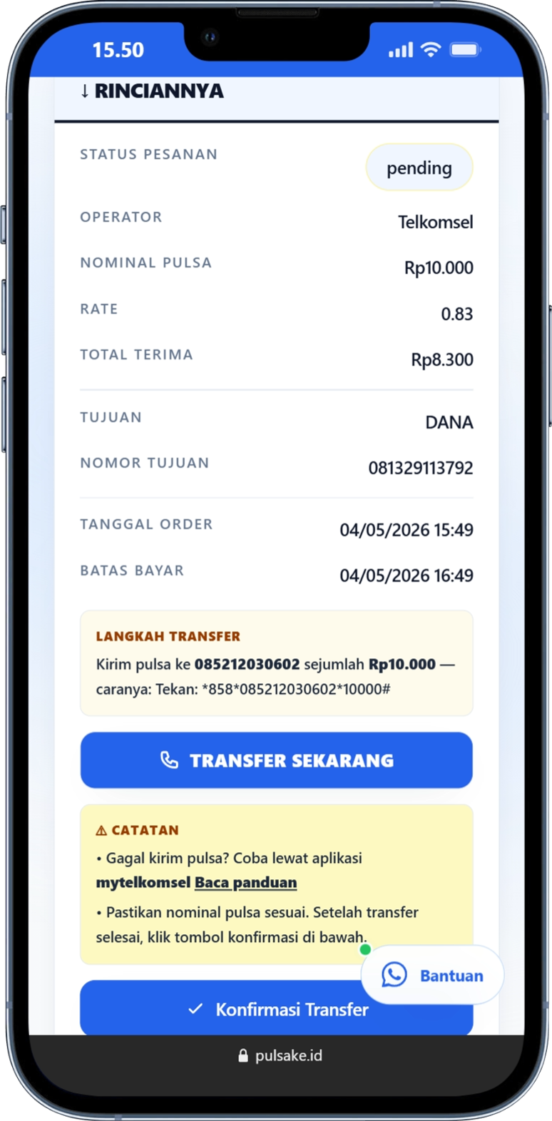 Langkah 3 - Cek Rincian & Transfer