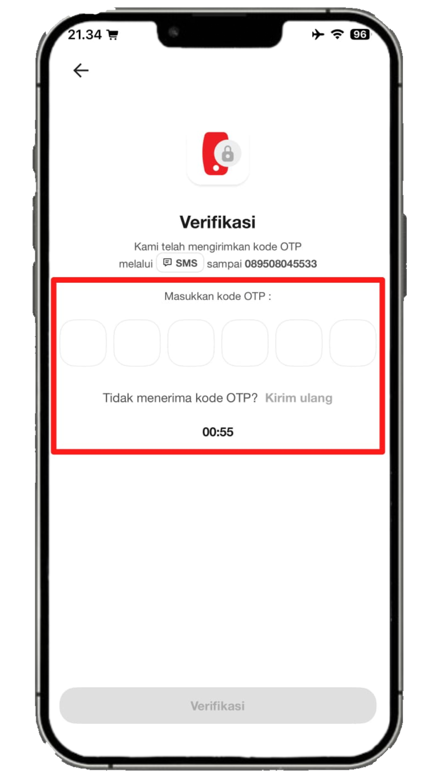 Langkah 5 - Masukkan Kode OTP