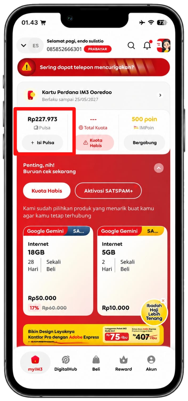 Langkah 1 - Klik Pulsa