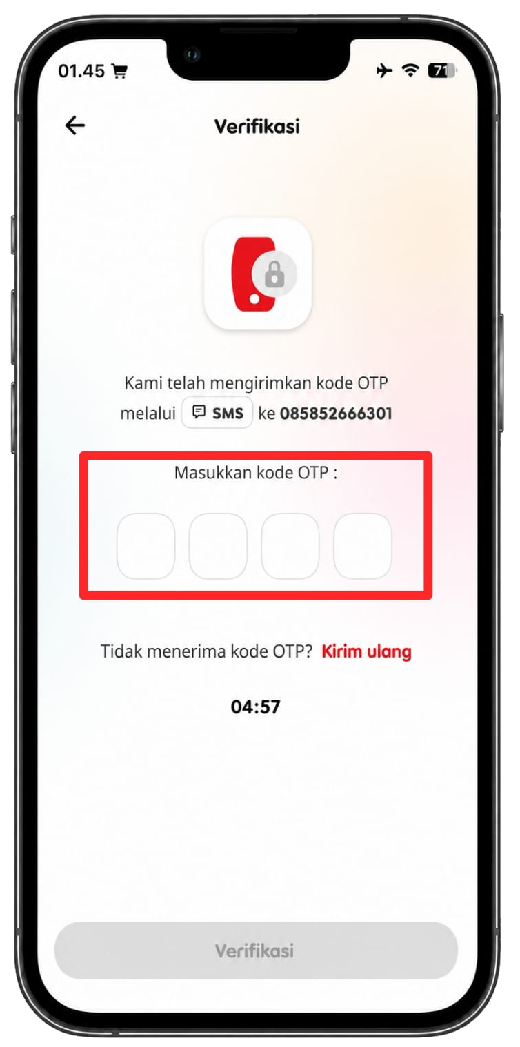 Langkah 5 - Masukkan Kode OTP