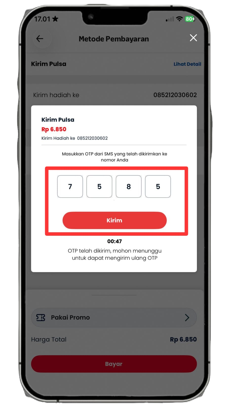 Langkah 5 - Masukkan Kode OTP