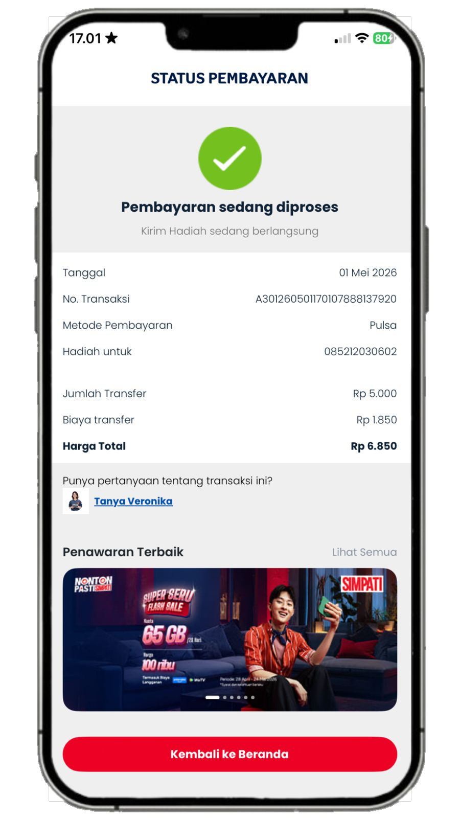 Langkah 6 - Cek Status Pembayaran