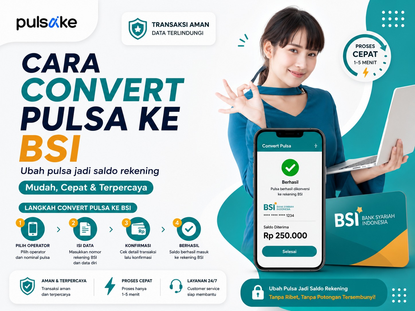 Cara Convert Pulsa ke BSI Via Pulsake Dengan Aman