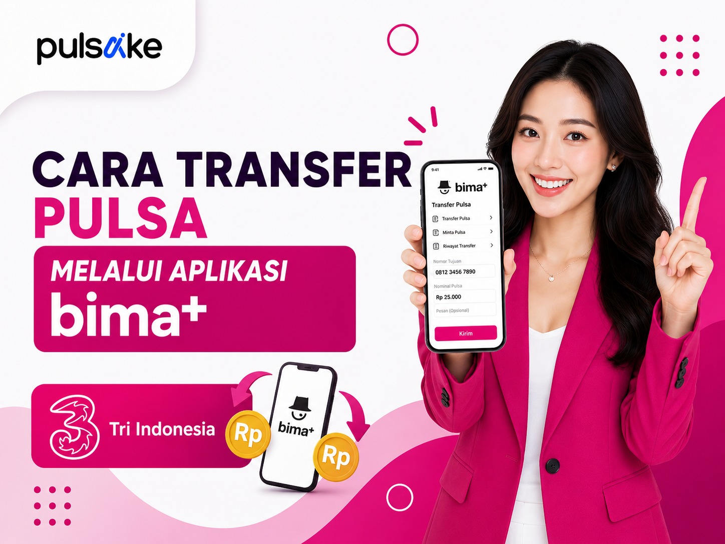 Cara Transfer Pulsa Lewat Aplikasi Bima+ Tri